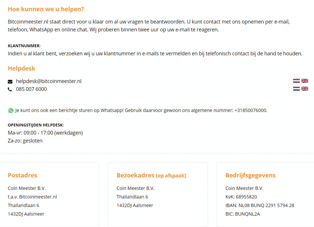 Bitcoin Meester bedrijfsgegevens